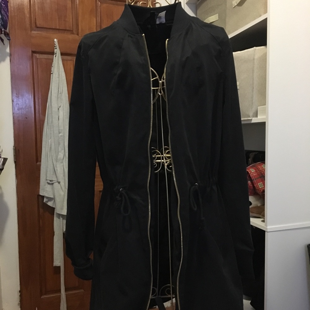 Black long bomber jacket